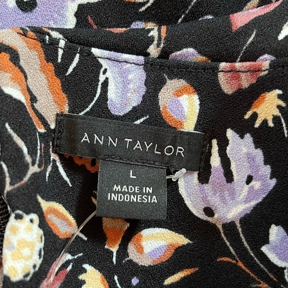 Ann Taylor Top Blouse Floral Pleated Shoulder Puff Sleeve Feminine Casual - Picture 10 of 13